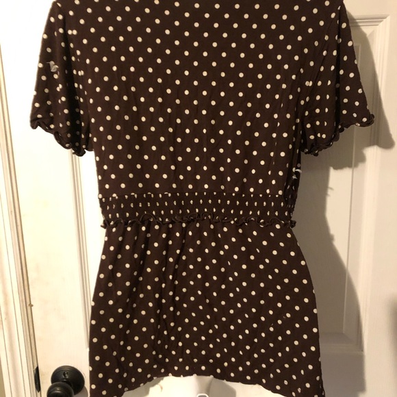 BCBG Max Azria Brown Polka Dot Top sz S - Picture 2 of 3
